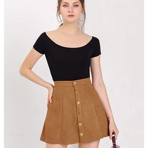 Faux suede button down mini skirt